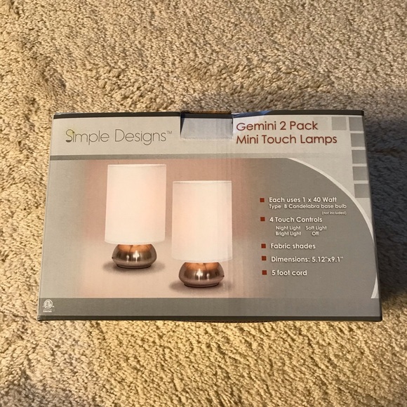 Simple Designs Gemini Mini Touch Lamps 2 Pack - Picture 5 of 10